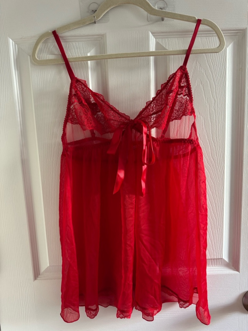 VICTORIA’S SECRET Red Babydoll Lace Lingerie Large - Picture 3 of 11